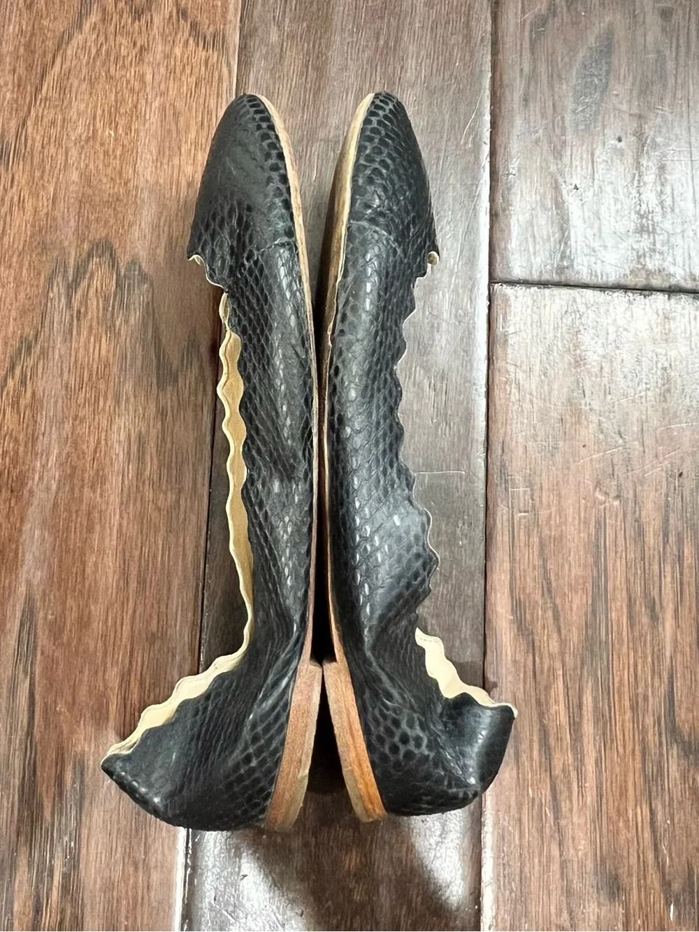 Chloé Lauren Python-Embossed Leather Ballerina Flats